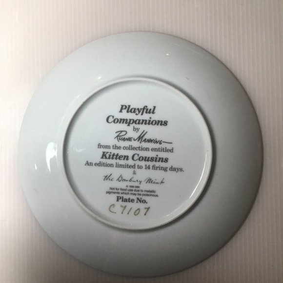 🤹‍♂️Playful Companions Kitten Cousins The Danbury Mint Plate 8"  5 For$25 - Picture 3 of 5
